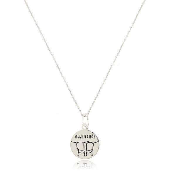 Colar Prata 925 Medalha Flork "Amizade de Milhões"