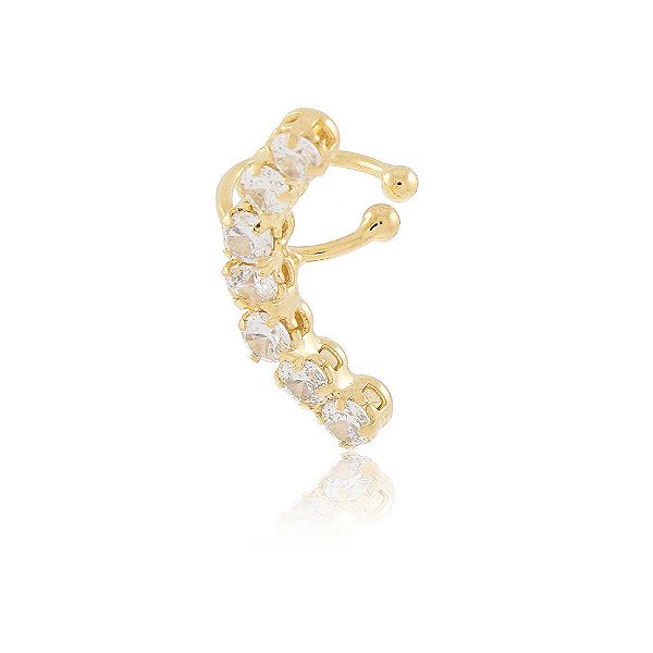 Brinco Banhado Piercing de Pressão Ponto de Luz Lateral de Zirconia