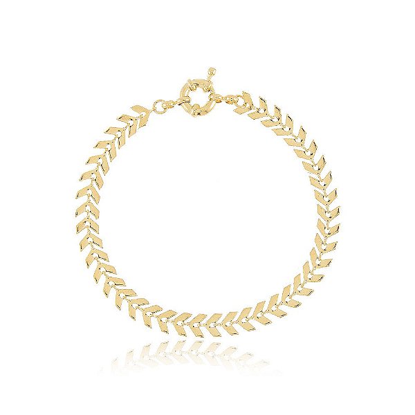 Pulseira Banhado Folhagem Geométrica