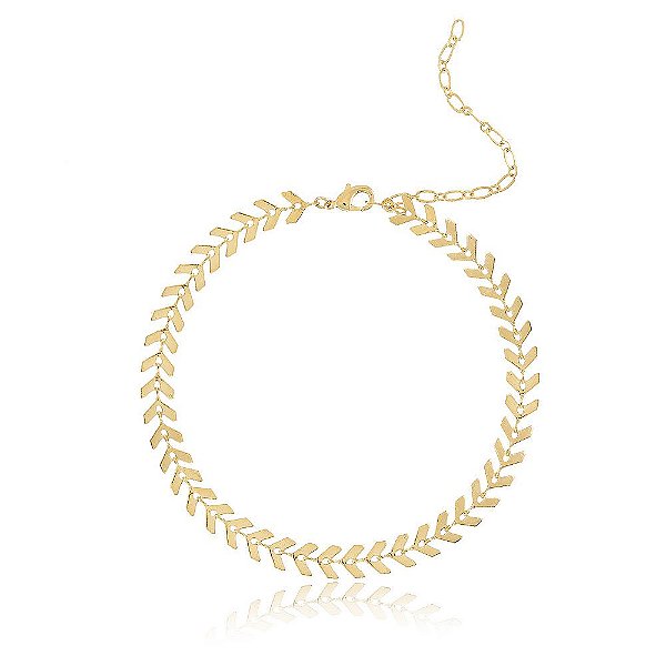 Tornozeleira Banhada Folhagem Geométrica