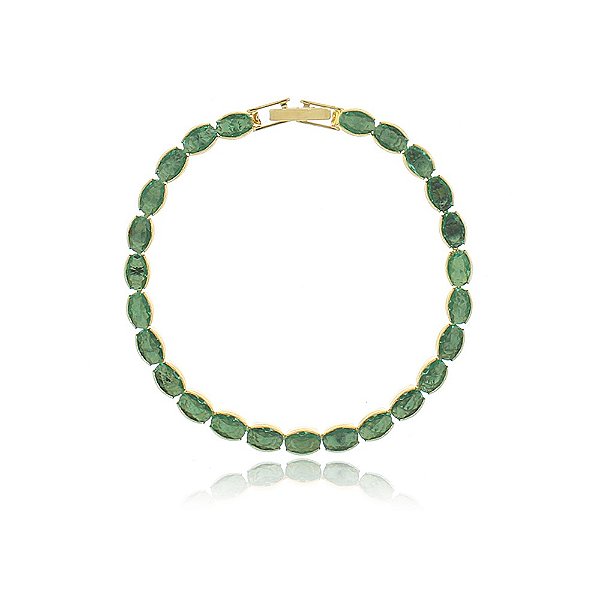 Pulseira Banhada Riviera Oval Verde Turmalina