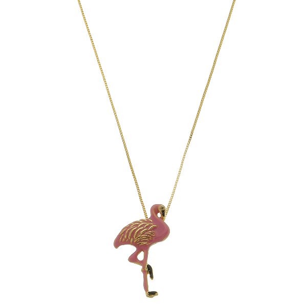Colar Banhado Flamingo Rose Resinado