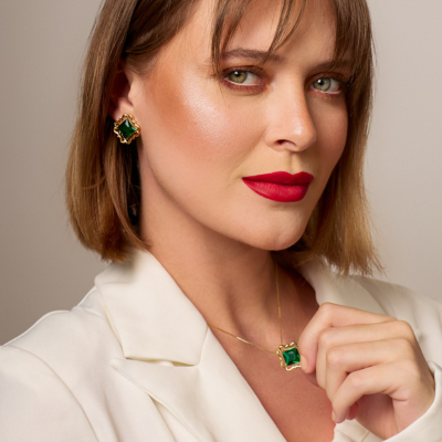 Colar Trevo Verde Esmeralda