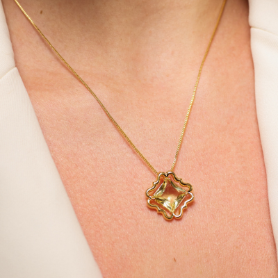 Colar Trevo Amarelo Citrino