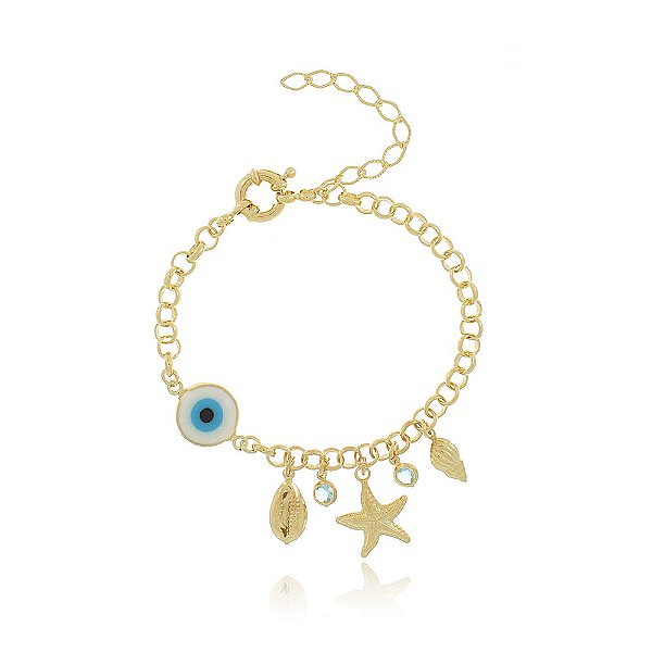 Pulseira Banhada Fundo do Mar Elo Português com Fecho Boia