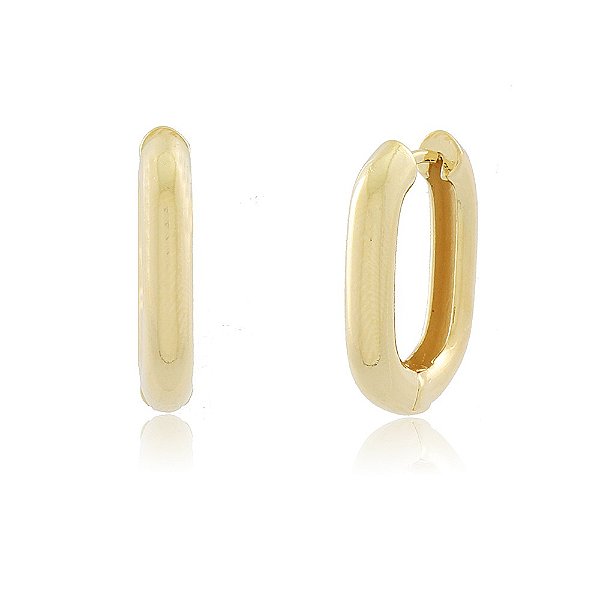 Brinco Argola Banhada Click Fio Tubo Quadrada