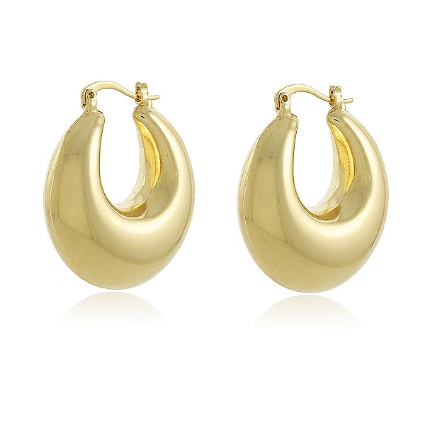 Brinco Argola Banhada Bojuda Grossa Grande