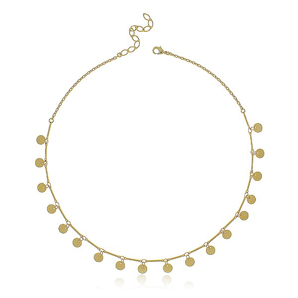 Colar Banhado Chapinhas Lisas com Fio Palito