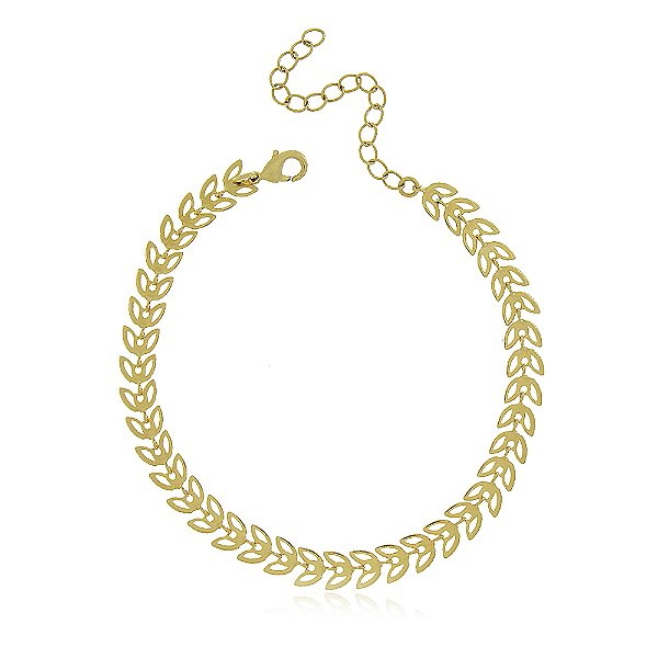 Pulseira Banhada Fio Folhas Vazadas