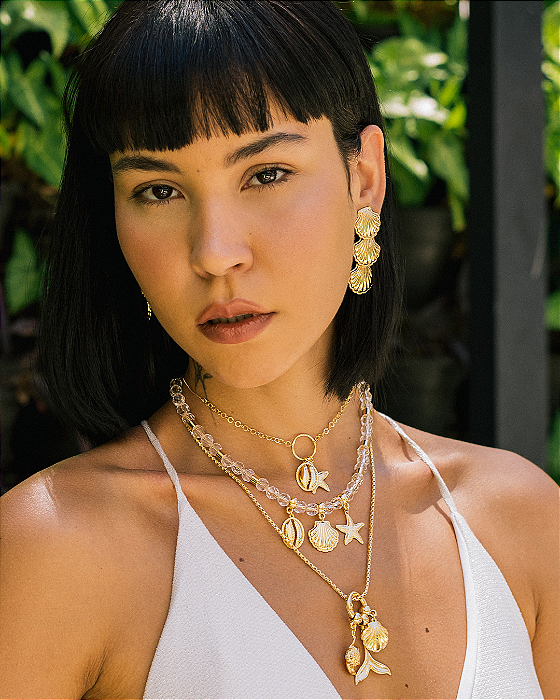 Brinco Fundo do Mar Concha Tripla Articulada