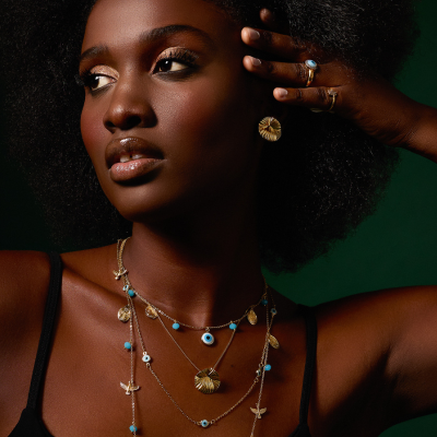 Cordão Banhado Patuá com Pingentes da Sorte