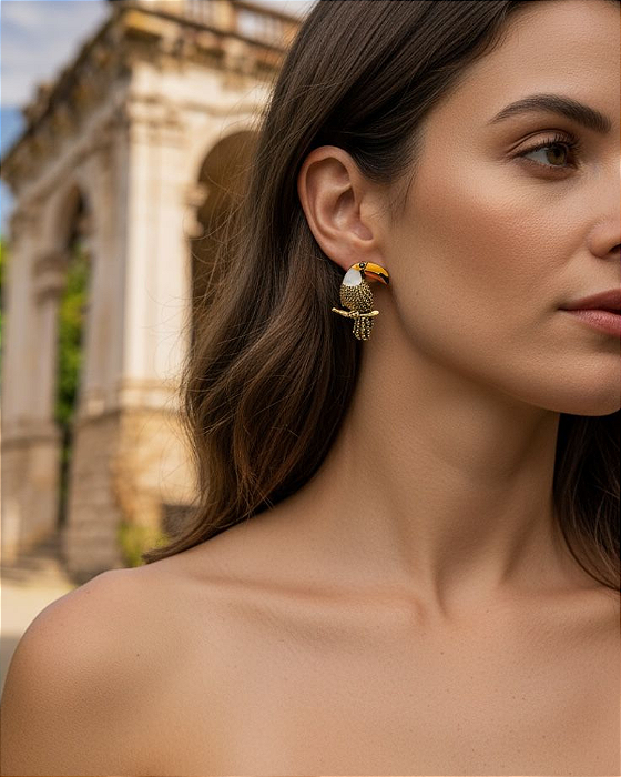 Brinco Banhado Tucano Tropical Bico Amarelo