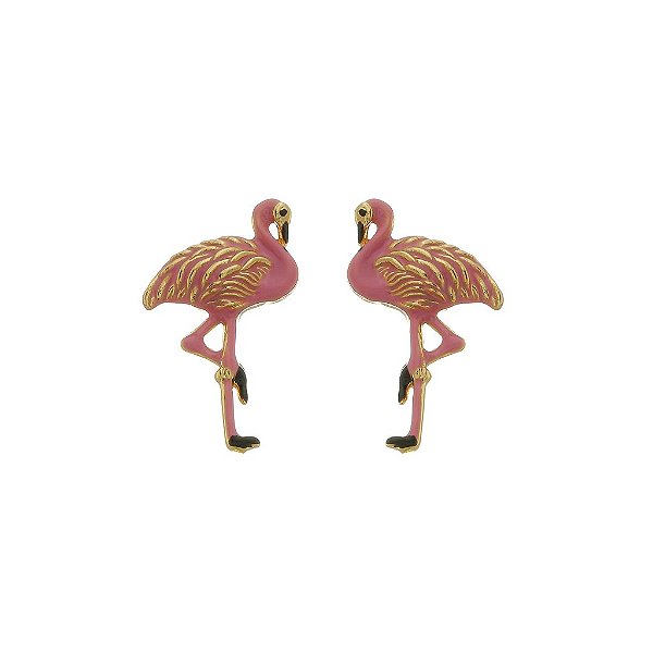 Brinco Banhado Flamingo Rose Resinado