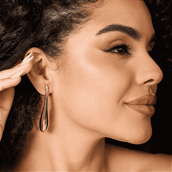 Brinco Banhado Gota Longa Fina Bojuda