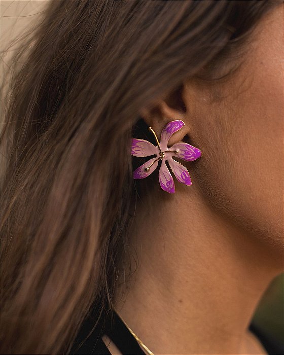 Brinco Jasmim Rosa Lilás