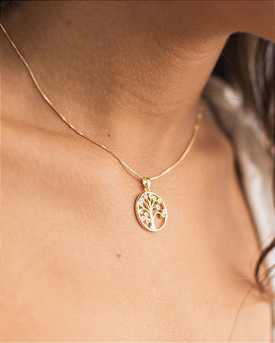 Colar Medalha Árvore da Vida Vazado