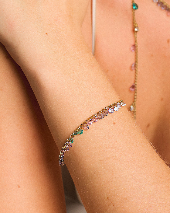Pulseira Cristais Coloridos Elo Português