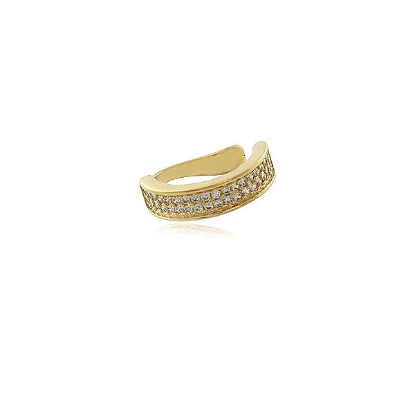 Brinco Banhado Piercing de Pressão Fio Médio Cravejado com Zircônias
