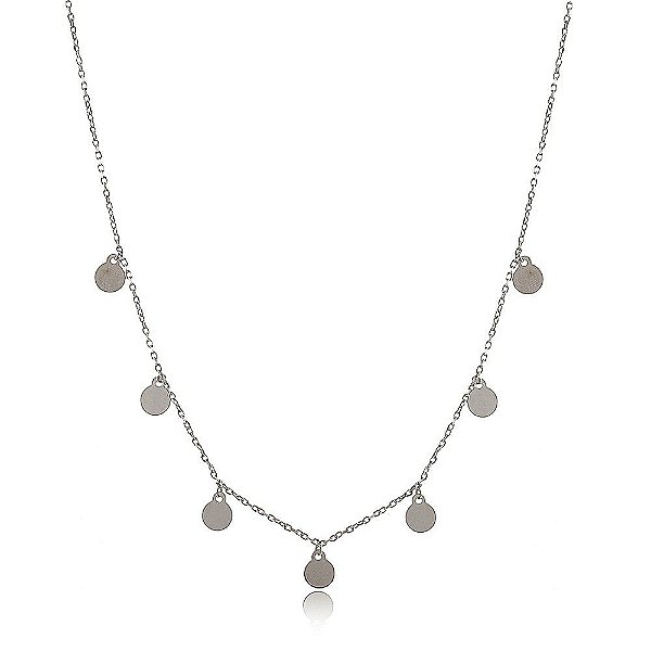 Colar Prata 925 Chapinhas Redondas Penduradas