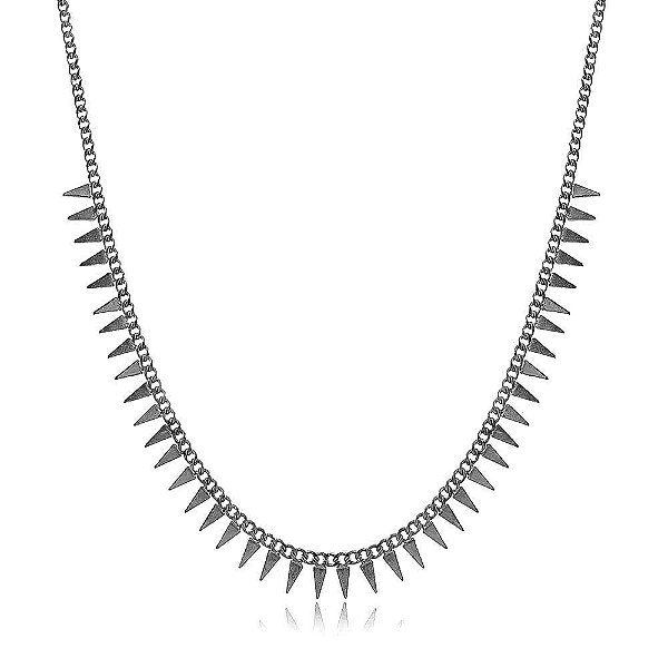 Colar Ródio Negro Choker Triângulo Invertido