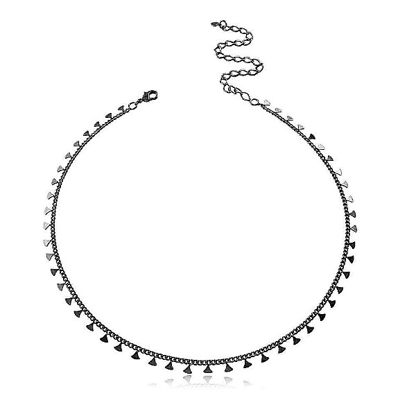 Colar Ródio Negro Corrente com Triângulos Mini