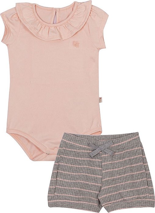 CONJUNTO BODY E SHORT BEBE MENINA - 2386 - NINI E BAMBINI