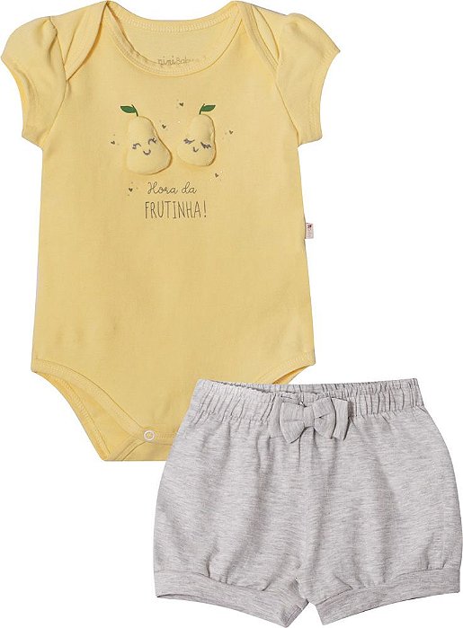 CONJUNTO BODY E SHORT BEBE MENINA - 2472- NINI E BAMBINI