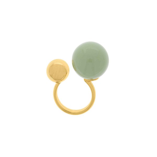 ANEL REGULAVEL ESFERAS VERDE DOURADO
