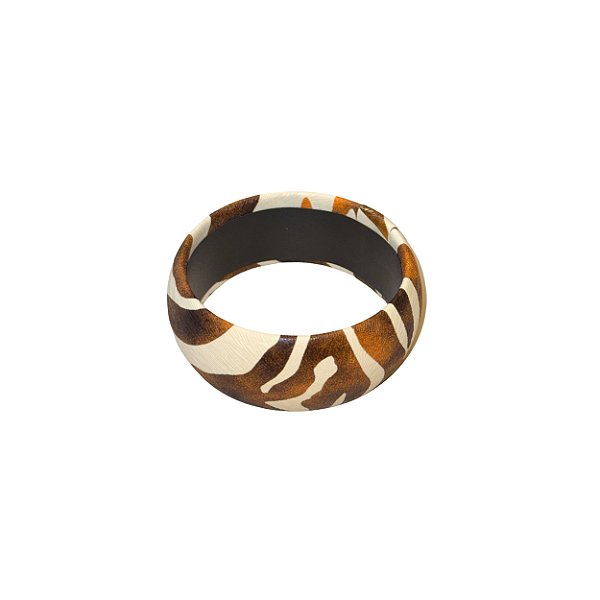 BRACELETE ANIMAL PRINT COURO MARROM E BRANCO