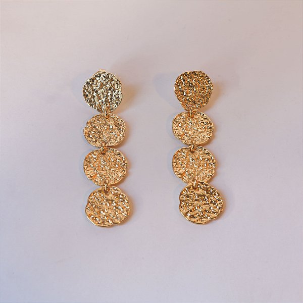 BRINCO PENDULO MEDALHAS DOURADO