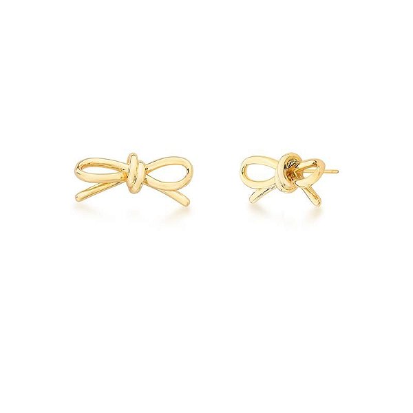 BRINCO LISO LAÇO CURVO VAZADO BAN. DOURADO