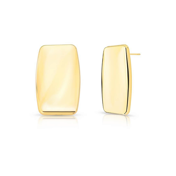 BRINCO GRANDE LISO RETANGULAR CURVO DOURADO