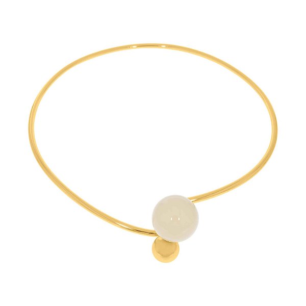 COLAR CHOKER ABERTURA FRONTAL ESFERAS OFF WHITE DOURADO