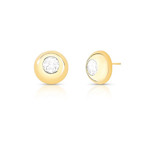 BRINCO REDONDO CRISTAL INCOLOR DOURADO