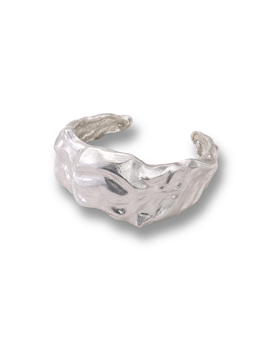 BRACELETE ORGÂNICO PRATEADO TEXTURIZADO