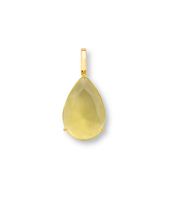PINGENTE GOTA AMARELO CLARO C/ FECHO DOURADO