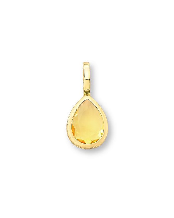 PINGENTE C/ FECHO GOTA CRISTAL AMARELO DOURADO