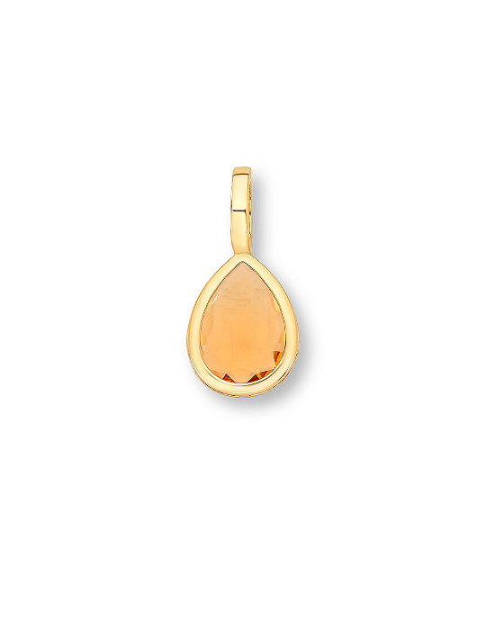 PINGENTE C/ FECHO GOTA CRISTAL LARANJA DOURADO