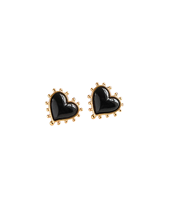 BRINCO CORAÇAO PRETO C/ DOURADO P