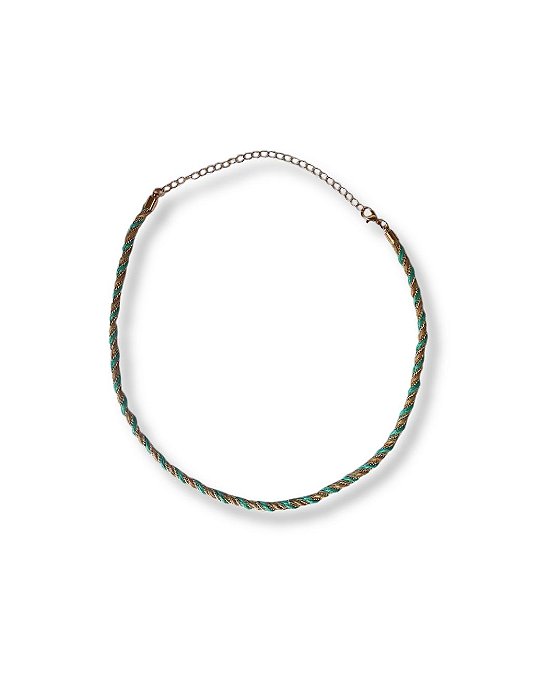 COLAR CORDAO BAIANO COM SISAL TURQUESA