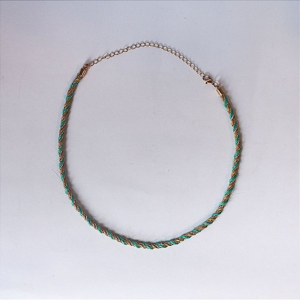 COLAR CORDAO BAIANO COM SISAL TURQUESA