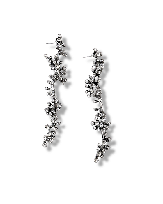 BRINCO PENDULO CORAL FESTA STRASS PRATEADO