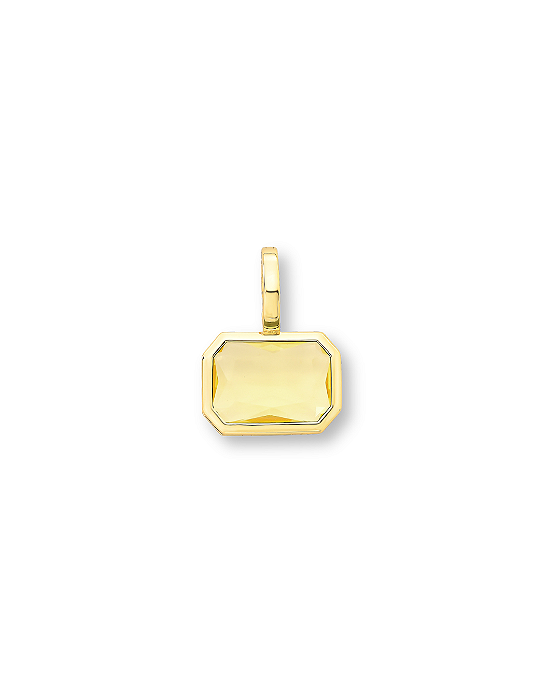 PINGENTE RETANGULAR C/ FECHO CRISTAL AMARELO