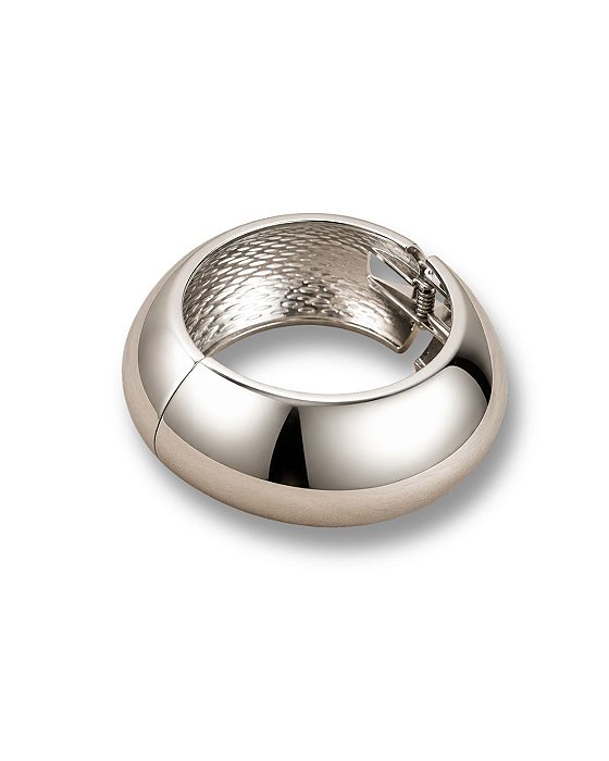 BRACELETE LARGO CONCAVO LISO PRATEADO