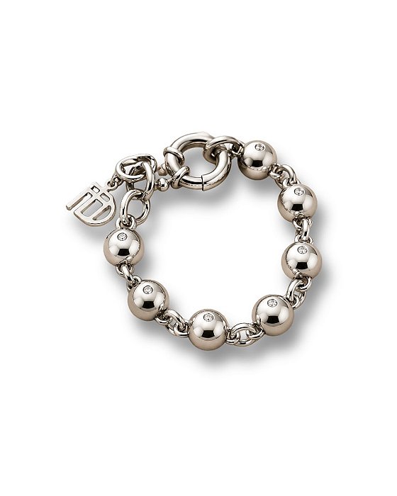 PULSEIRA ESFERAS PRATEADAS COM PONTO DE LUZ