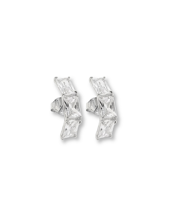 EAR HOOK CRISTAL INCOLOR PRATEADO