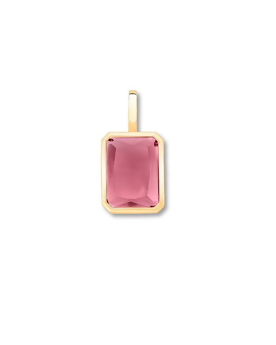 PINGENTE C/ FECHO PEDRA RETANGULAR ROSA CLARO