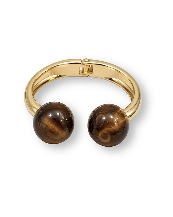 BRACELETE ARTICULADO ESFERAS MARROM