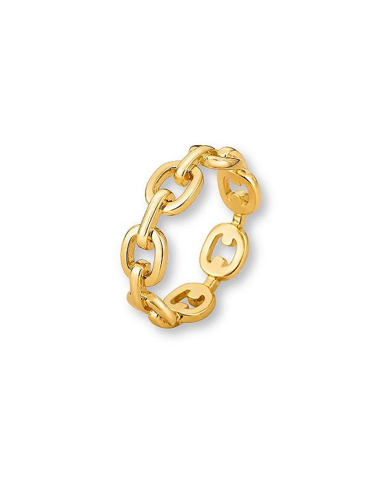 ANEL ELOS CORRENTE LISO VAZADO BAN. DOURADO