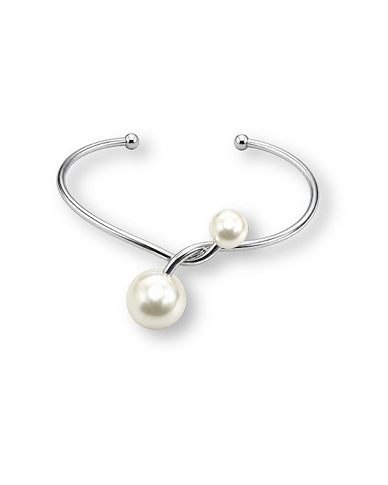 BRACELETE ABERTO TORCIDO COM PÉROLAS